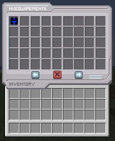 The NxEquipements menu showing one set icon