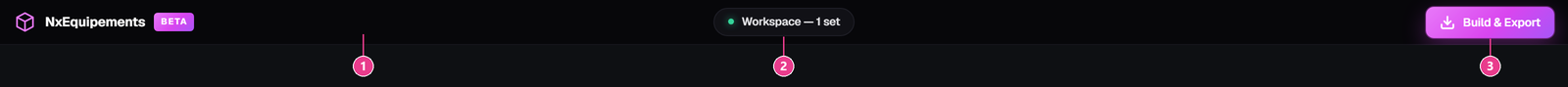The editor top bar with its three zones numbered