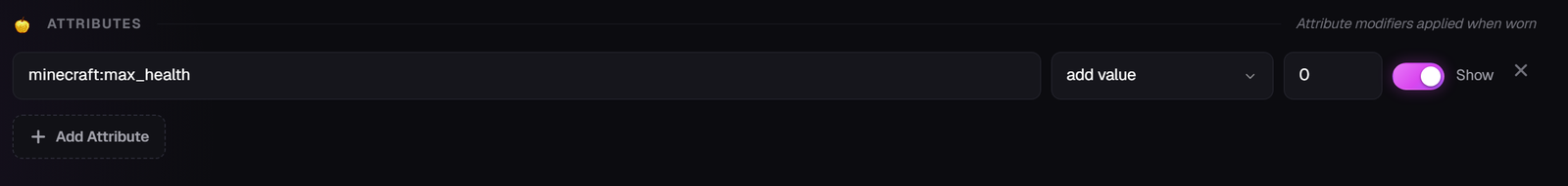 The Attributes section with an attribute row