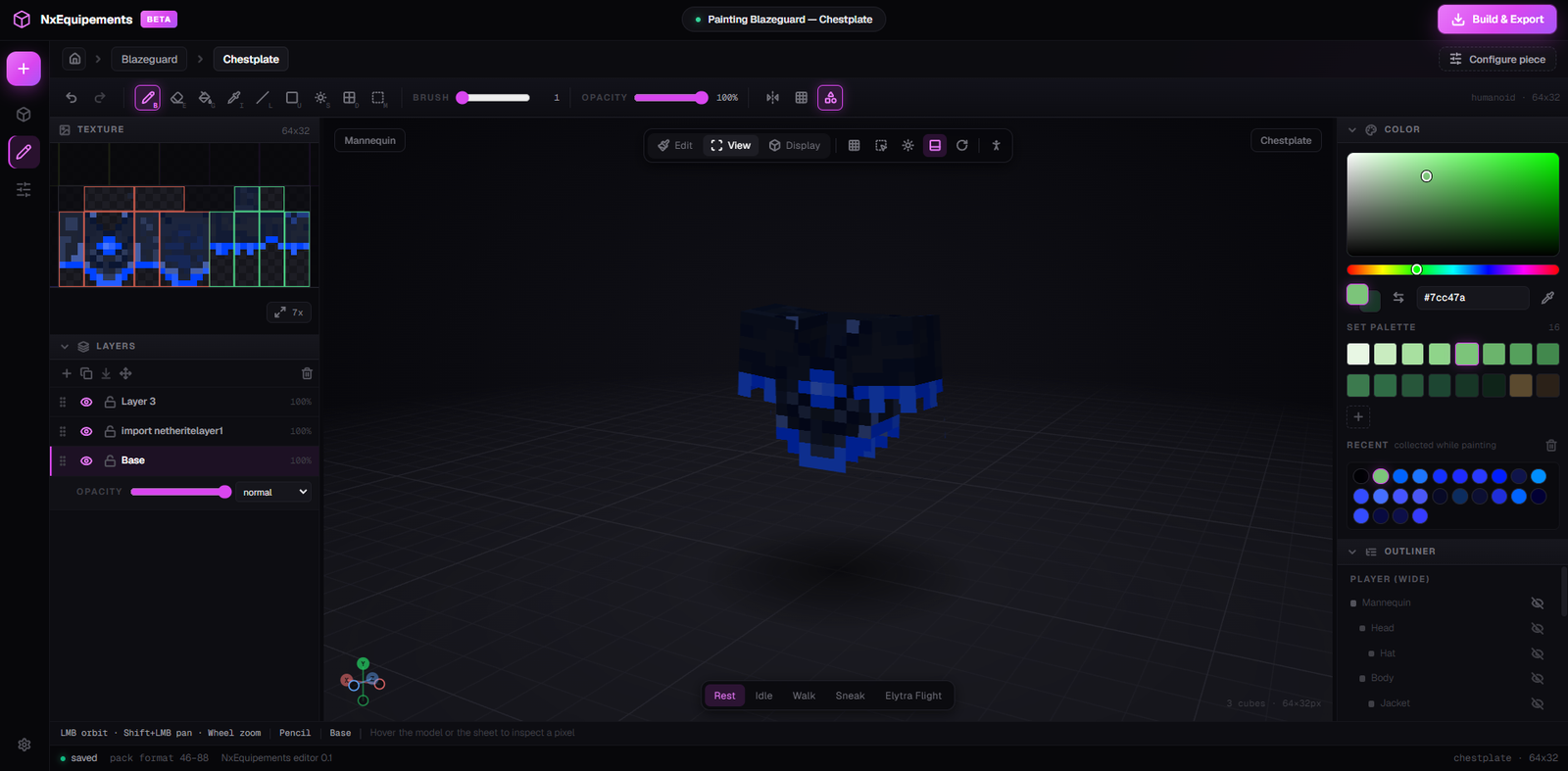 The NxEquipements web editor open in a browser