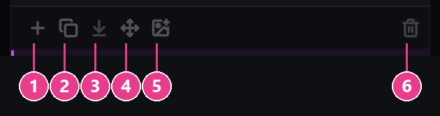 The six layer toolbar buttons, numbered