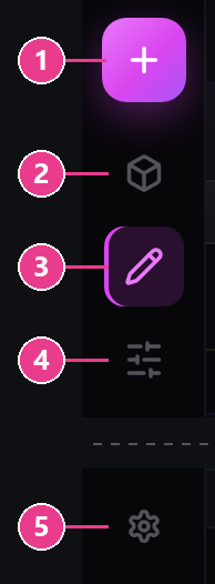 The left icon rail with its five buttons numbered