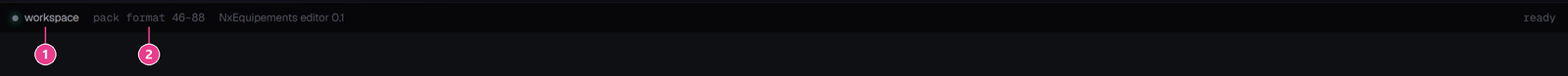 The editor status bar with the save indicator and pack format numbered