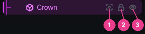 The three row buttons that appear on hover, numbered