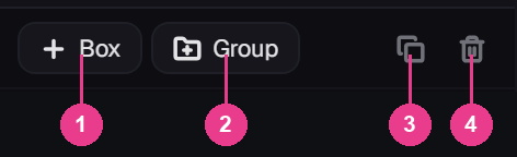 The HIERARCHY button bar with its four buttons numbered