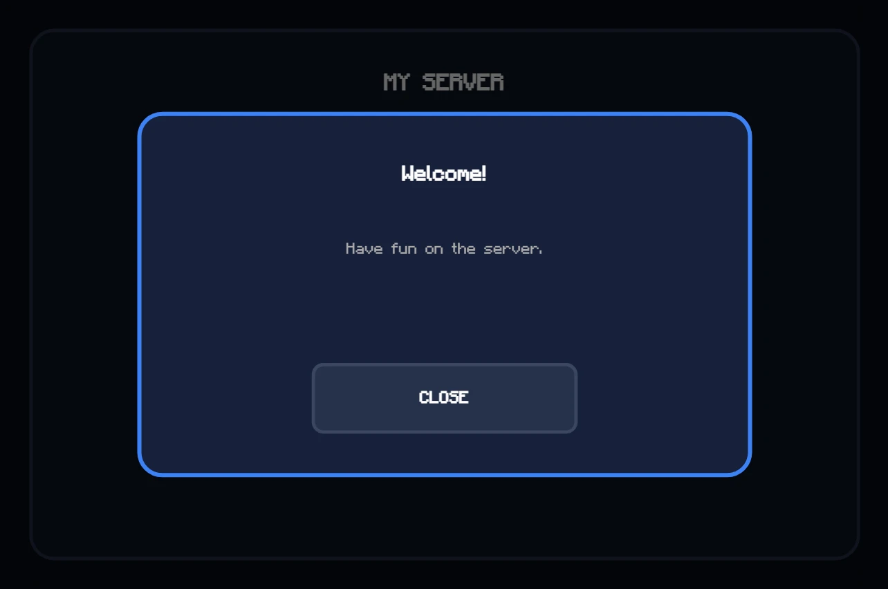 A dialogue box over a menu