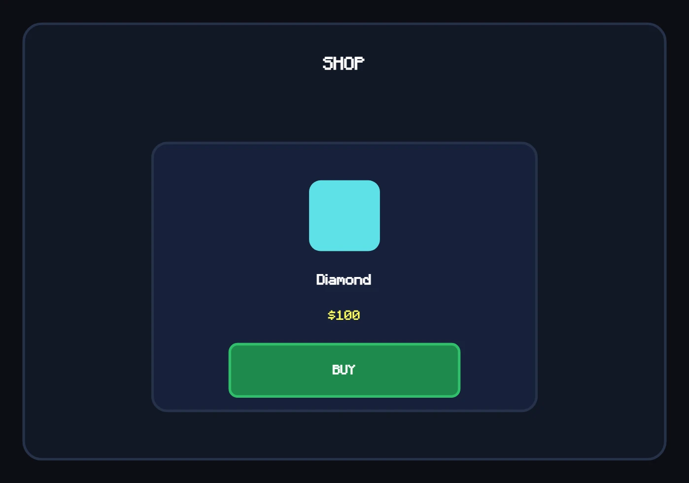 A shop card with a BUY button